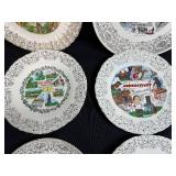 Collection of Vintage State Souvenir Plates with Decorative Borders