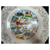 Collection of Vintage State Souvenir Plates with Decorative Borders