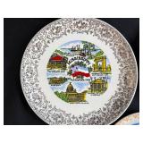 Collection of Vintage State Souvenir Plates with Decorative Borders