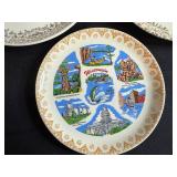 Collection of Vintage State Souvenir Plates with Decorative Borders