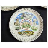 Collection of Vintage State Souvenir Plates with Decorative Borders
