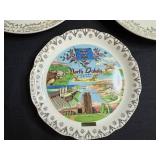 Collection of Vintage State Souvenir Plates with Decorative Borders
