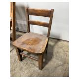 Set of 2 Wooden Folding Chairs and 1 Small Wooden Chair