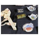 Vintage Souvenir Collectibles and Kitchenware Lot with Ceramic Tea Bag Holders and Miniatures
