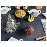 Vintage Souvenir Collectibles and Kitchenware Lot with Ceramic Tea Bag Holders and Miniatures
