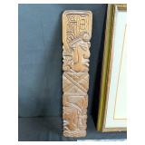 Collection of Artwork Pieces - Framed Paintings, Print, Carving, and Heritage Navy Poster