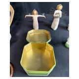 Assorted Collectibles, Bracelets, Plush Toys and Decor in Picnic Basket