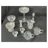 Collection of Vintage Cut Glass Crystal Serving and Tableware Pieces
