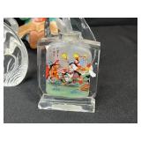 Collection of Vintage Figurines and Art Glass Including Florida Glass, Etched Pink Glass, and Crystal Paperweights