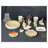 Vintage Rabbit Figurines, Bunnykins Mug, Nemadji Pottery Bowl & Decorative Collectibles Lot