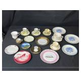 Collection of Vintage Porcelain Cups, Saucers, and Decorative Plates