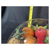 Large Glass Bowl with Assorted Vintage Beaded Fruit Decor
