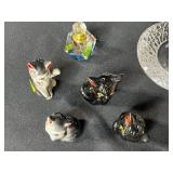 Vintage Glassware and Collectibles Lot Including Crystal Bowls, Barware, and Figurines