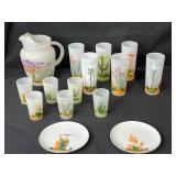 Blakely Arizona Cactus Frosted Glass Pitcher Set with Glasses and Plates