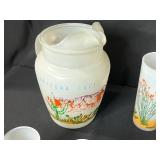 Blakely Arizona Cactus Frosted Glass Pitcher Set with Glasses and Plates