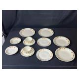 Superior Hall Quality Jewel Dinnerware Set Orange Floral Pattern