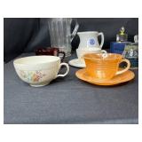 Vintage Mixed Collection of Glassware, Pottery, Porcelain, Teacups and Refillable Decorative Perfume Bottles w Orig Boxes