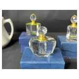 Vintage Mixed Collection of Glassware, Pottery, Porcelain, Teacups and Refillable Decorative Perfume Bottles w Orig Boxes