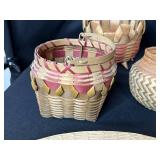Collection of Handwoven Baskets and Decorative Trays
