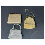 Set of Vintage Evening Bags and Clutch Purses Metallic Gold and Silver