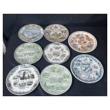 Collection of Vintage Souvenir Plates Featuring US States and Canada