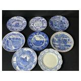 Set of Blue and White Souvenir Collector Plates - Landmarks and Scenes