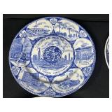 Set of Blue and White Souvenir Collector Plates - Landmarks and Scenes
