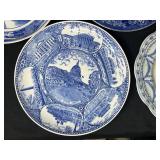 Set of Blue and White Souvenir Collector Plates - Landmarks and Scenes