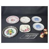 Assorted Decorative Plate Collection and Holiday Cat Figurines