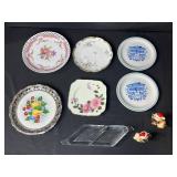 Assorted Decorative Plate Collection and Holiday Cat Figurines