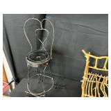 Decorative Dollhouse Miniature Furniture Set with Folk Art Plate and Faux Floral Arrangement