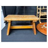 Decorative Dollhouse Miniature Furniture Set with Folk Art Plate and Faux Floral Arrangement