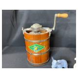 Vintage Kitchen and Utensil Lot with Ice Cream Maker, Copper Teapot, and Collectibles