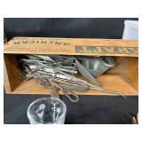 Vintage Kitchen and Utensil Lot with Ice Cream Maker, Copper Teapot, and Collectibles