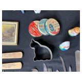 Vintage Kitchen and Utensil Lot with Ice Cream Maker, Copper Teapot, and Collectibles