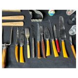 Vintage Kitchen and Utensil Lot with Ice Cream Maker, Copper Teapot, and Collectibles