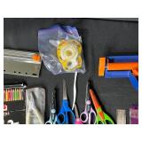 Crafting Lot Including Scissors, Paper Trimmers, Colored Pencils, Rulers, Tape, and More