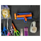 Crafting Lot Including Scissors, Paper Trimmers, Colored Pencils, Rulers, Tape, and More