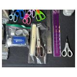 Crafting Lot Including Scissors, Paper Trimmers, Colored Pencils, Rulers, Tape, and More