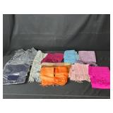 Set of Assorted Scarves and Shawls in Various Colors and Patterns
