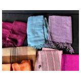 Set of Assorted Scarves and Shawls in Various Colors and Patterns
