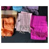 Set of Assorted Scarves and Shawls in Various Colors and Patterns