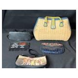 Collection of Handbags and Purses Including Woven, Beaded, and Novelty Designs