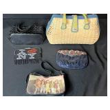 Collection of Handbags and Purses Including Woven, Beaded, and Novelty Designs