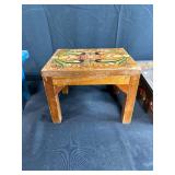 Set of 3 Hand-Painted Scandinavian Folk Style Wooden Stools and Box