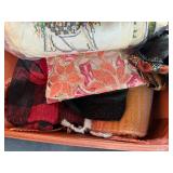 Vintage Samsonite Suitcase Filled with Assorted Scarves and Fabric Accessories