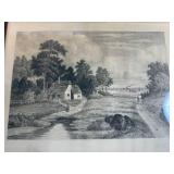 Framed Landscape Artwork Lot: Lillemark Signed Oil Painting & 2 B.Thomas Etchings