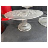 Collection of Decorative Stands, Glass Compotes, Red Top Hat and Crock Pot