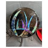 Collection of Decorative Stands, Glass Compotes, Red Top Hat and Crock Pot