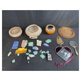 Native American-Inspired Decor Collection with Pottery, Basket, Gourd, and Brass Plate